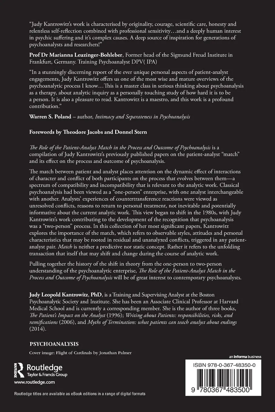 Rückseite: 9780367483500 | The Role of the Patient-Analyst Match in the Process and Outcome of...