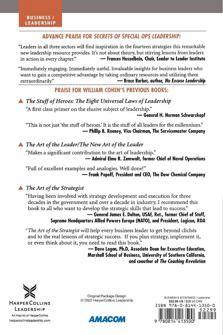 Rückseite: 9780814413500 | The Secrets of Special Ops Leadership | William Cohen | Taschenbuch