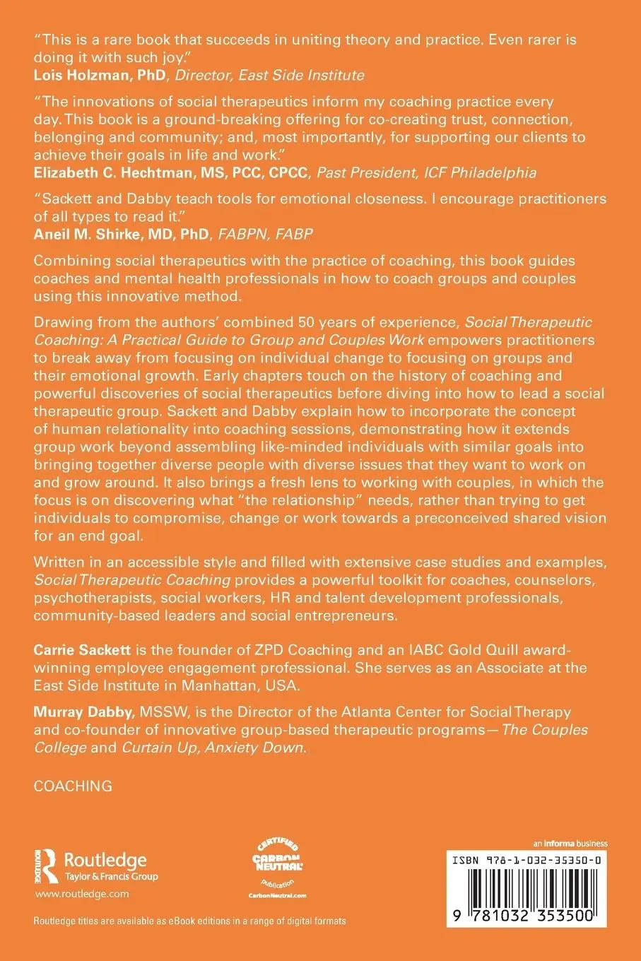 Rückseite: 9781032353500 | Social Therapeutic Coaching | Carrie Sackett (u. a.) | Taschenbuch