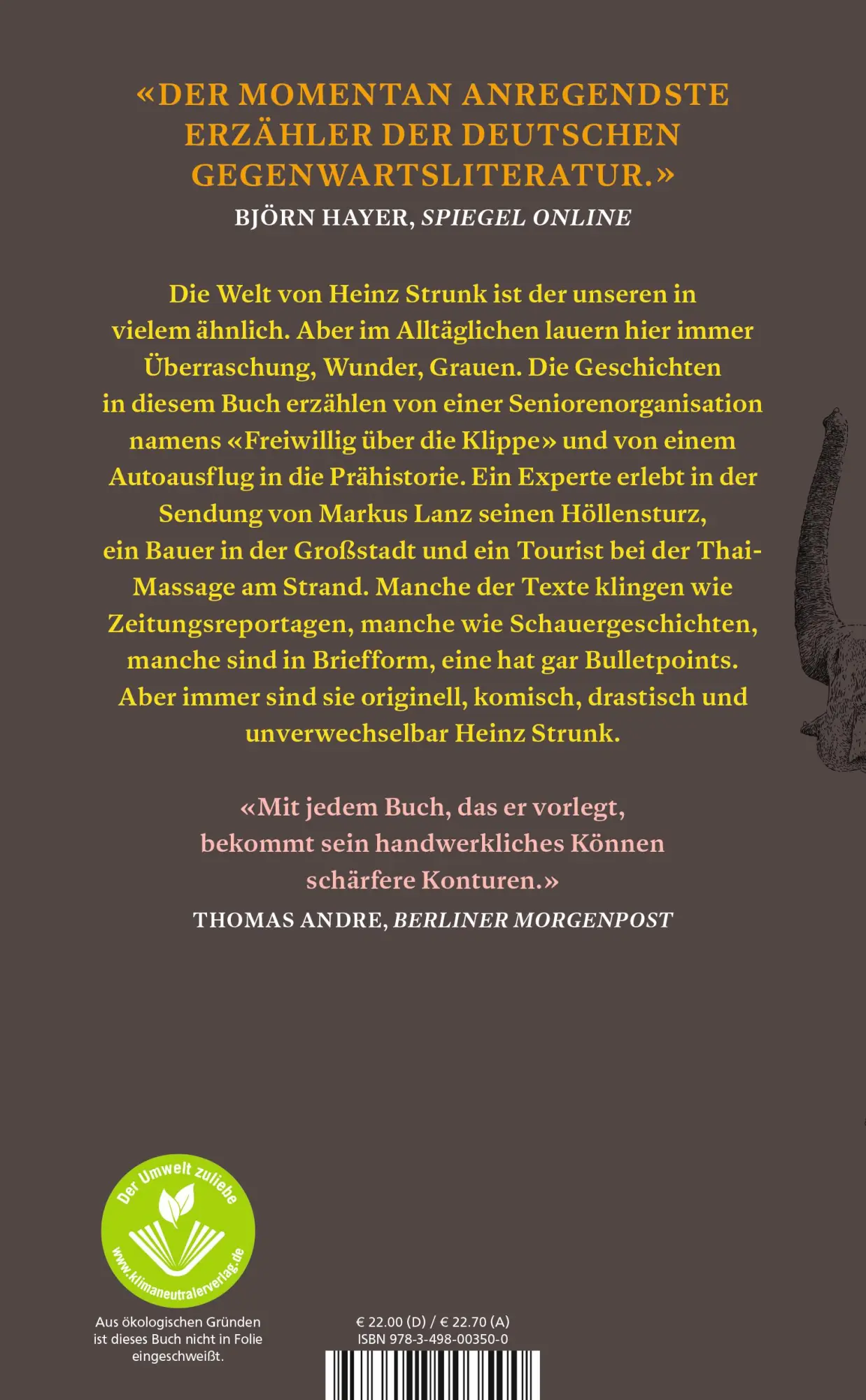 Rückseite: 9783498003500 | Der gelbe Elefant | Heinz Strunk | Buch | 208 S. | Deutsch | 2023