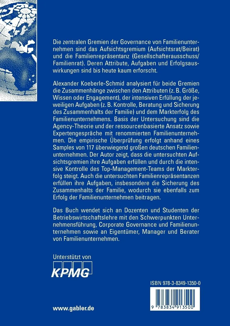 Rückseite: 9783834913500 | Family Business Governance | Aufsichtsgremium und Familienrepräsentanz