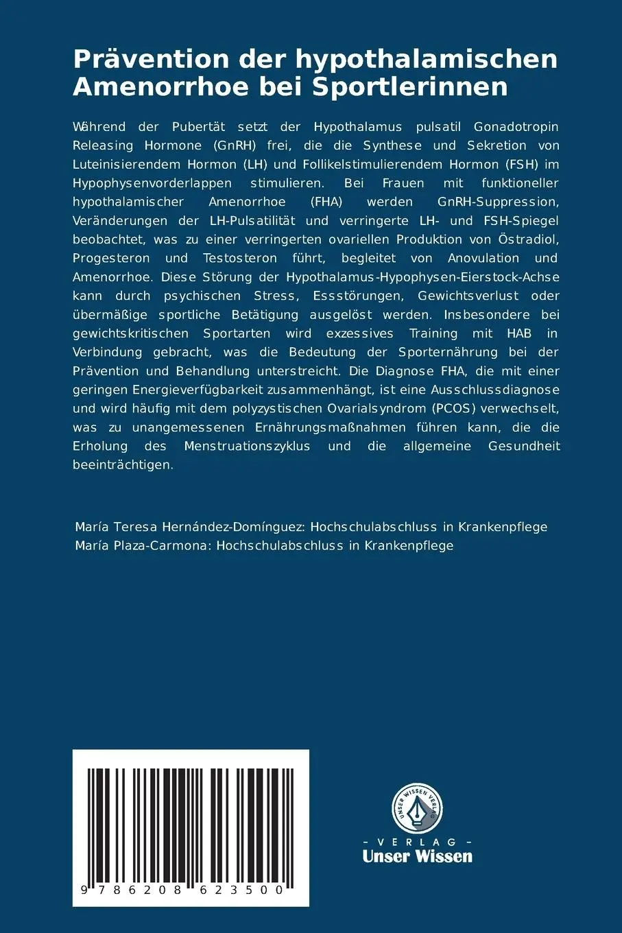 Rückseite: 9786208623500 | Prävention der hypothalamischen Amenorrhoe bei Sportlerinnen | Buch