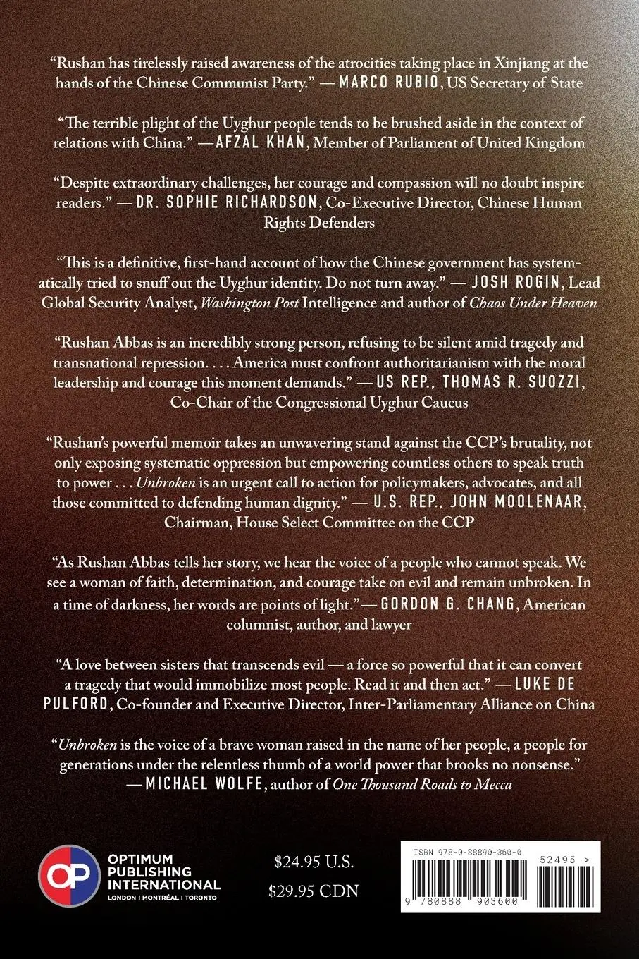 Rückseite: 9780888903600 | Unbroken | One Uyghur's Fight for Freedom | Rushan Abbas | Taschenbuch