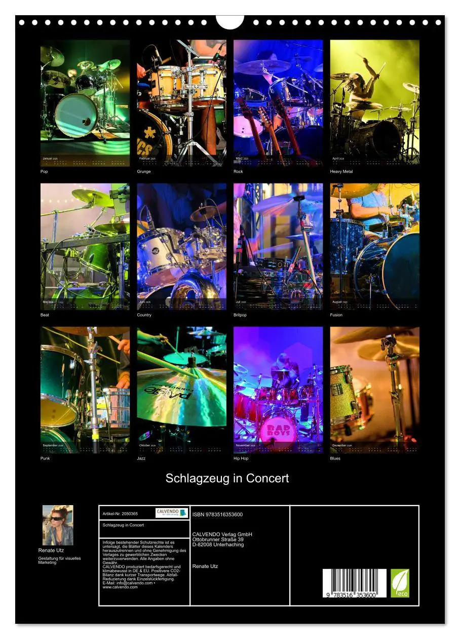 Bild: 9783516353600 | Schlagzeug in Concert (Wandkalender 2026 DIN A3 hoch), CALVENDO...