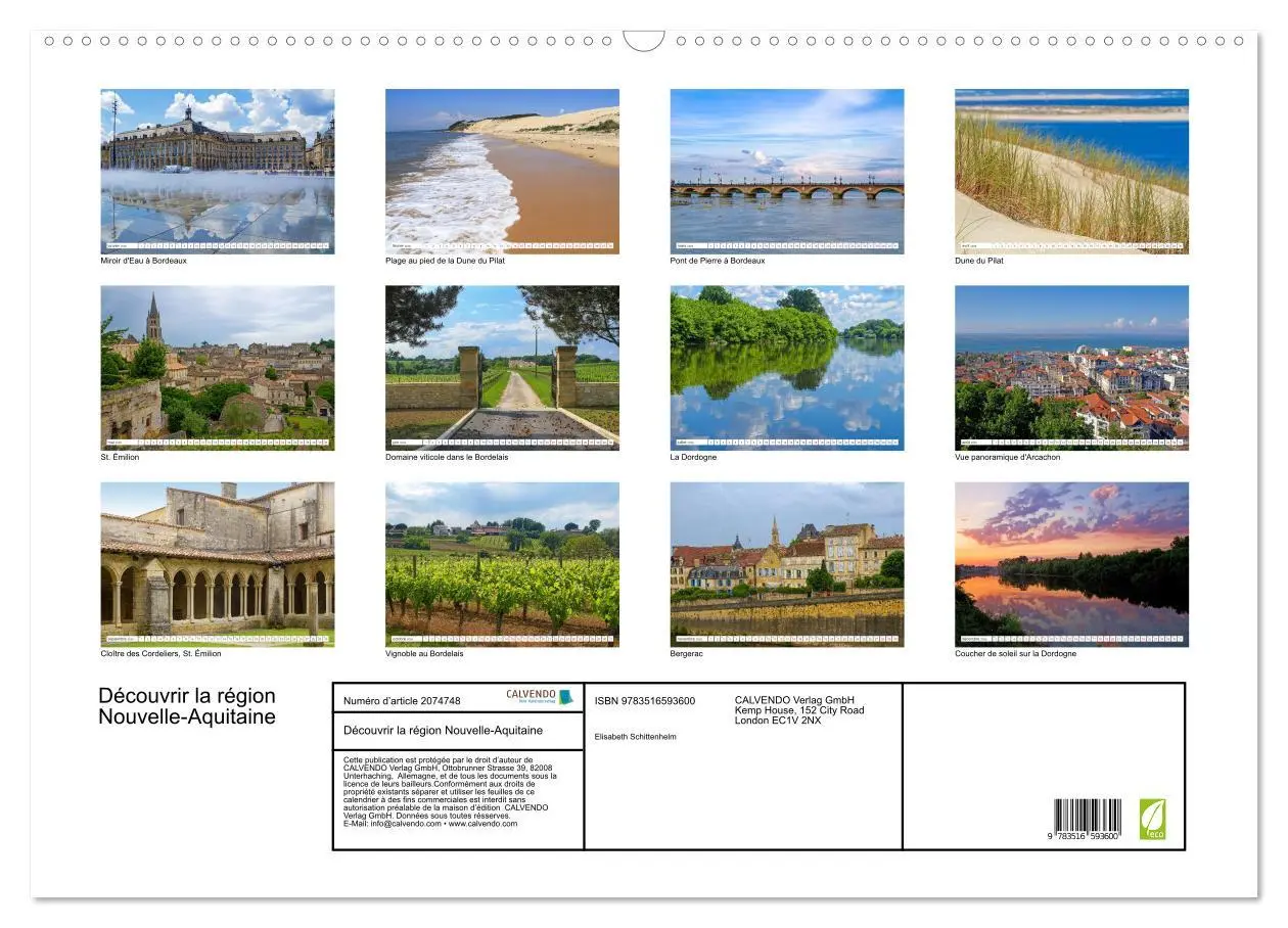 Bild: 9783516593600 | Découvrir la région Nouvelle-Aquitaine (Calendrier mural 2026 DIN...