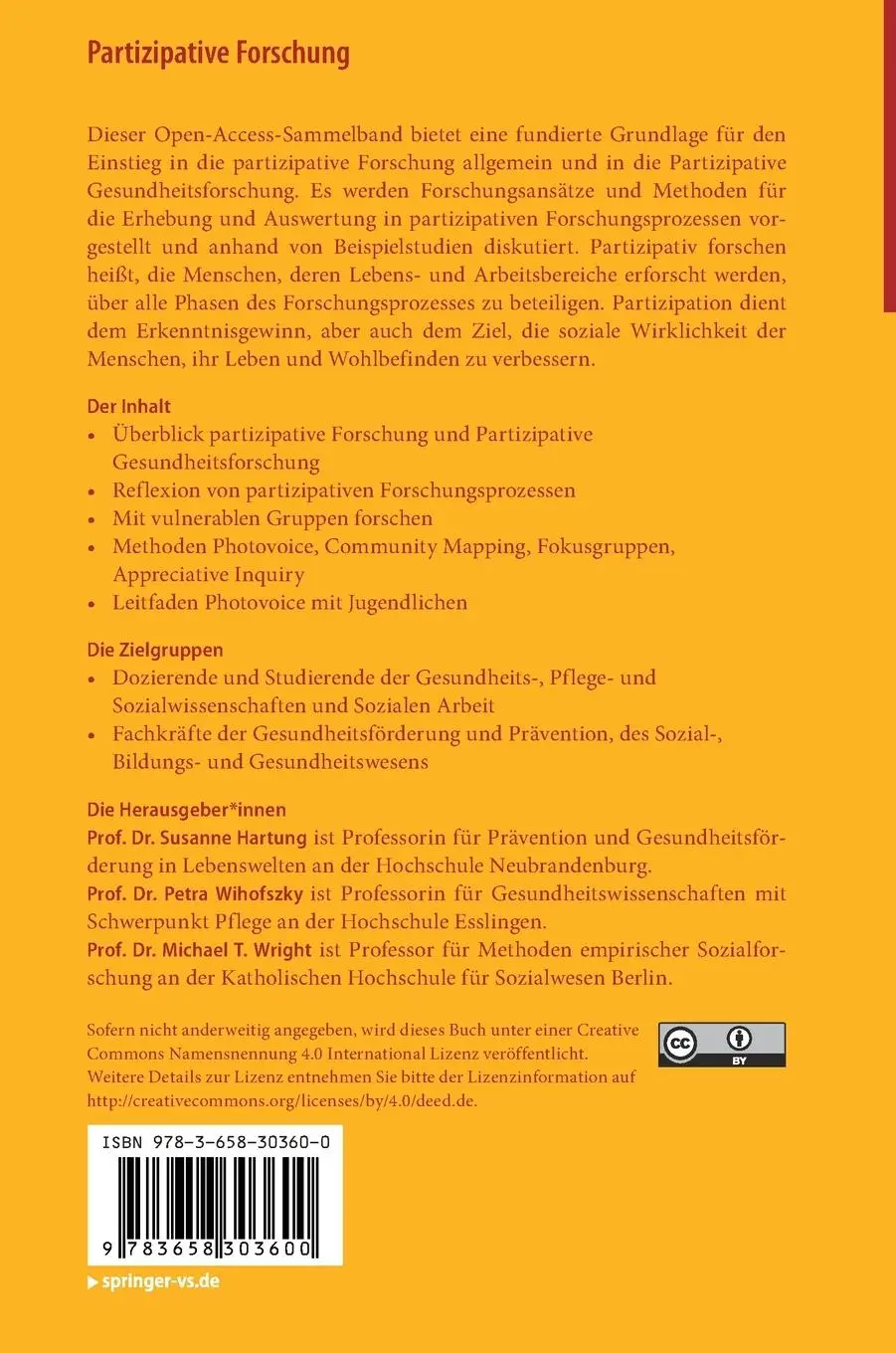 Rückseite: 9783658303600 | Partizipative Forschung | Susanne Hartung (u. a.) | Buch | xii | 2020