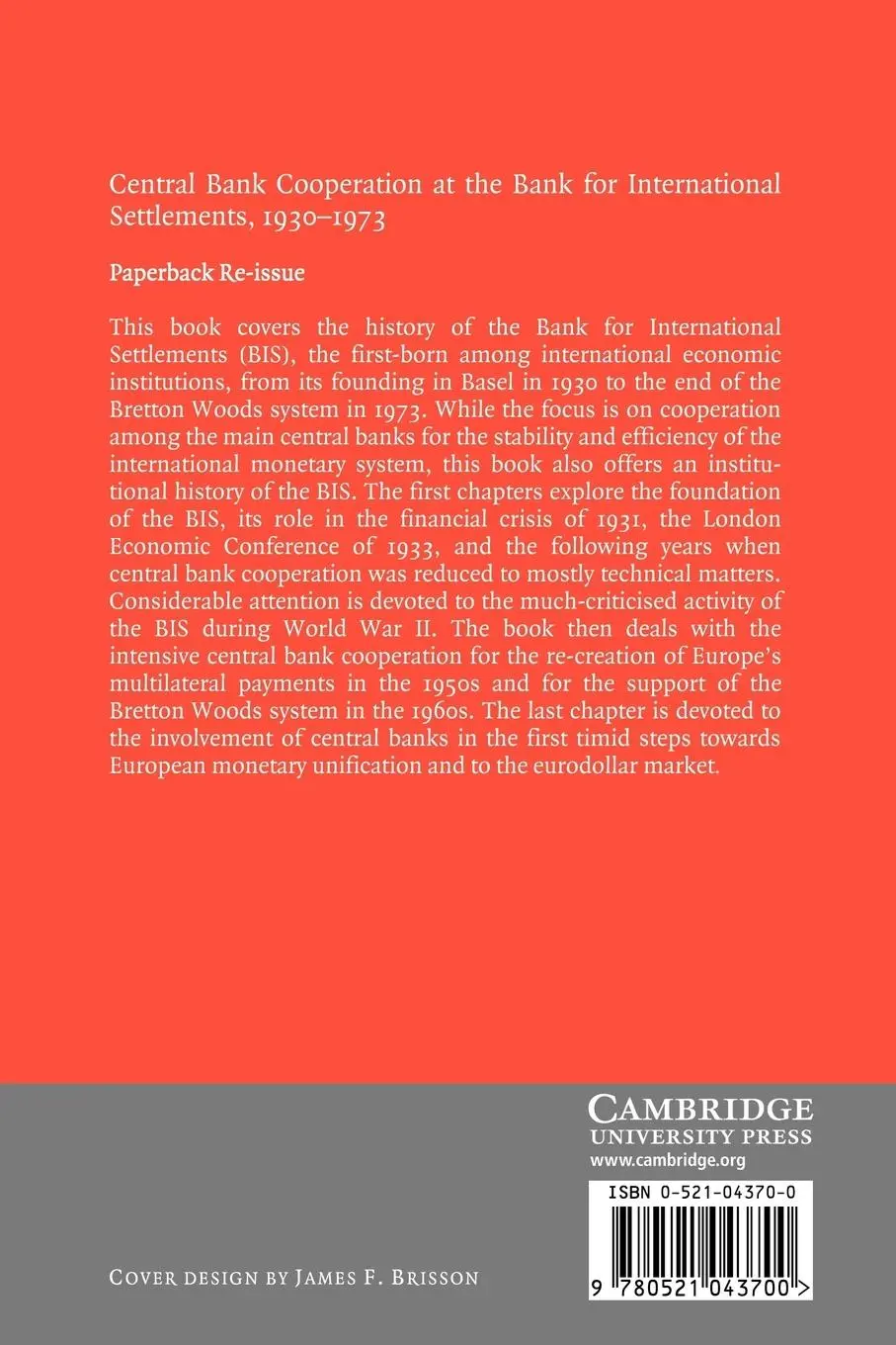 Rückseite: 9780521043700 | Central Bank Cooperation at the Bank for International Settlements,...