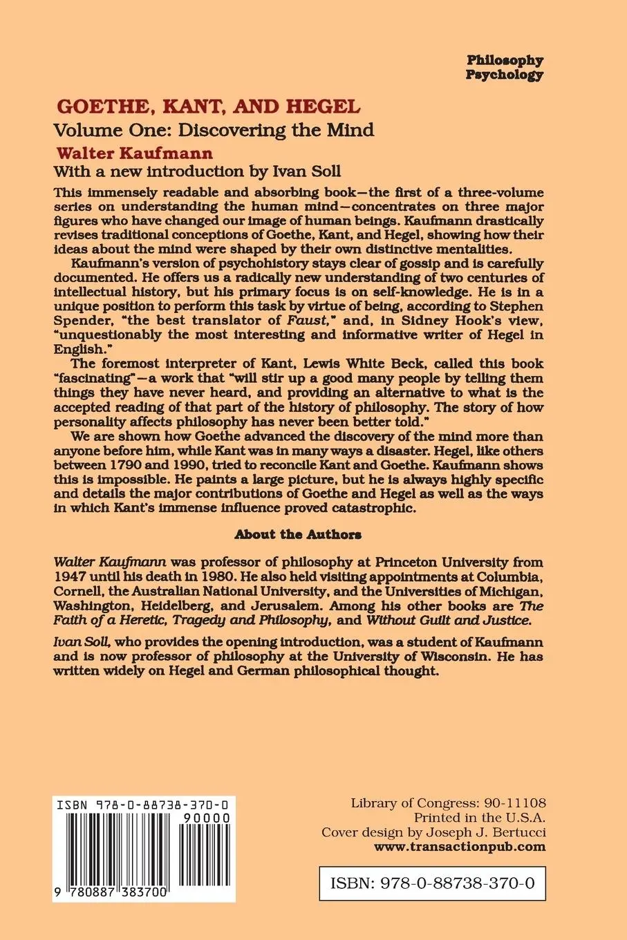 Rückseite: 9780887383700 | Goethe, Kant, and Hegel | Discovering the Mind | Walter Kaufmann