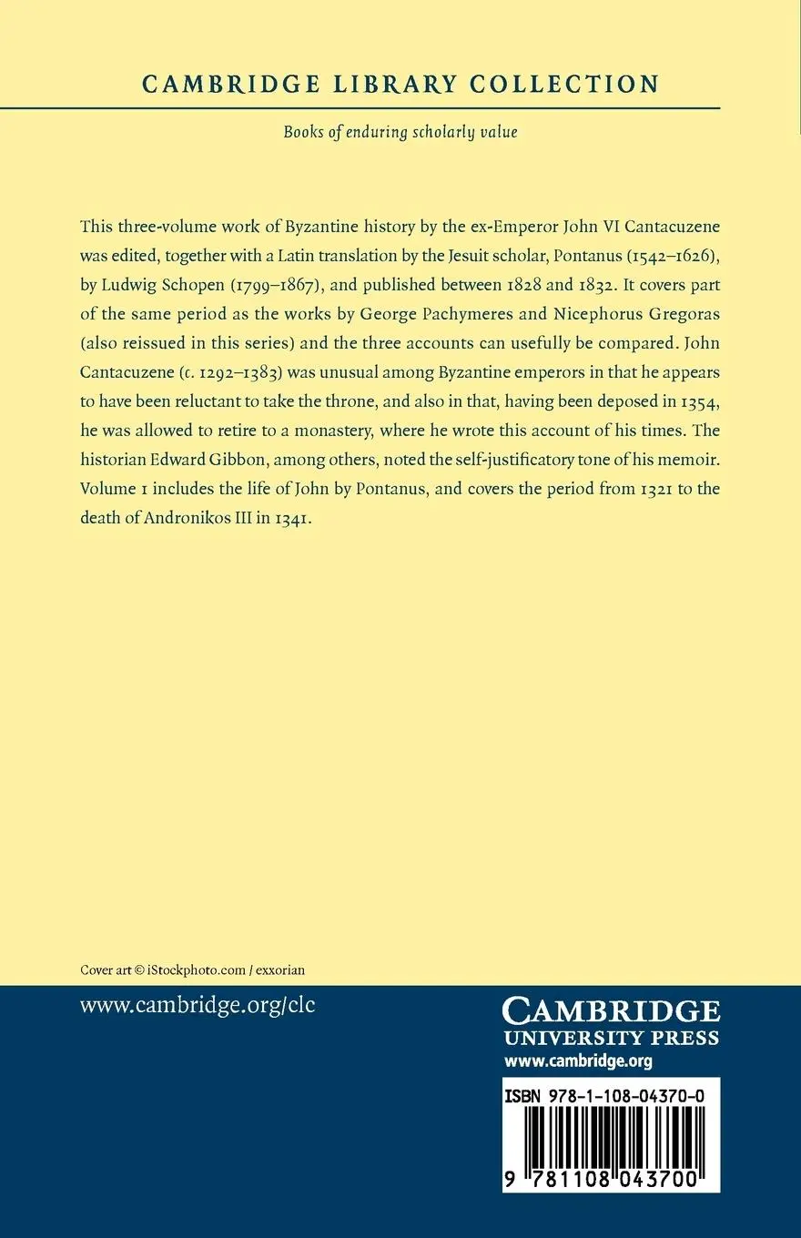 Rückseite: 9781108043700 | Ioannis Cantacuzeni Eximperatoris Historiarum Libri IV - Volume 1