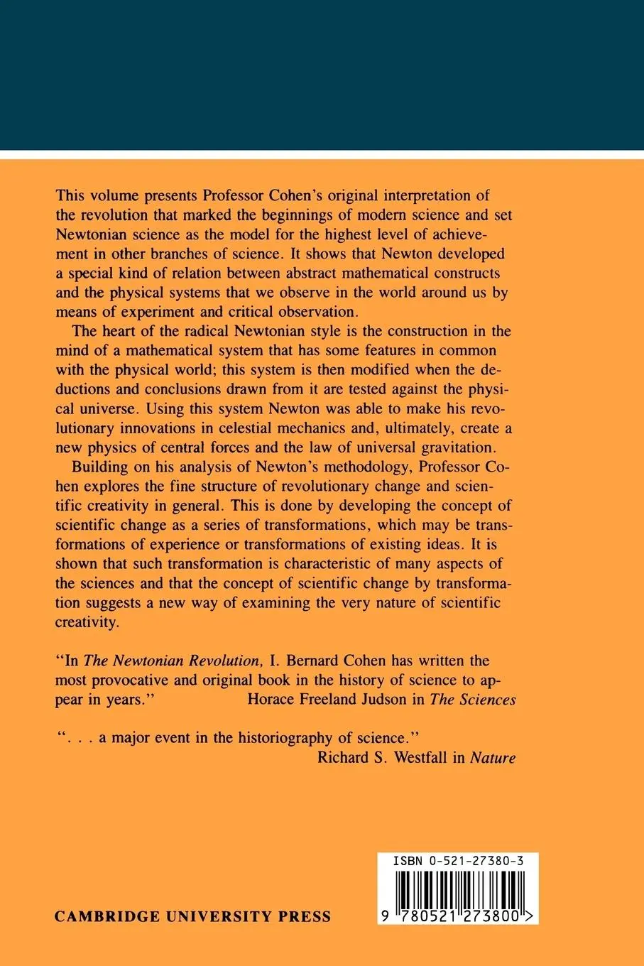 Rückseite: 9780521273800 | The Newtonian Revolution | I. Bernard Cohen | Taschenbuch | Englisch