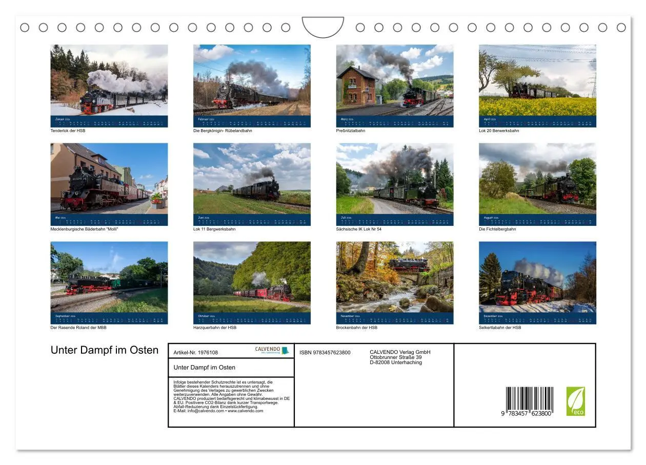 Bild: 9783457623800 | Unter Dampf im Osten (Wandkalender 2026 DIN A4 quer), CALVENDO...