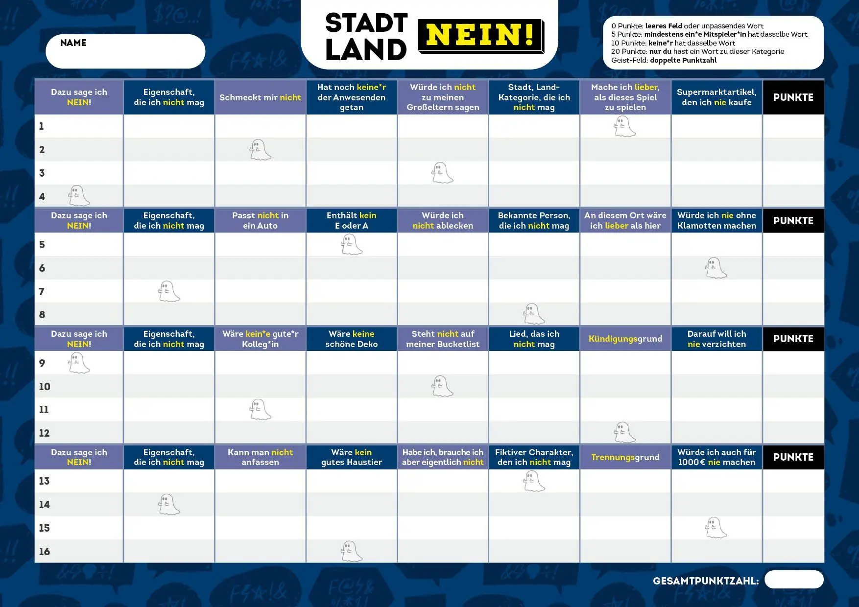 Bild: 4260478343900 | Stadt, Land, NEIN! - Der Spieleklassiker für Pessimist*innen und...