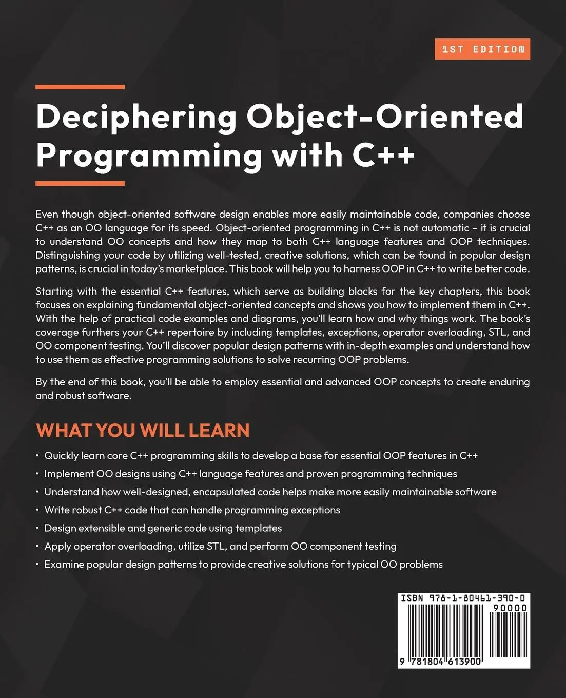 Rückseite: 9781804613900 | Deciphering Object-Oriented Programming with C++ | Dorothy R. Kirk