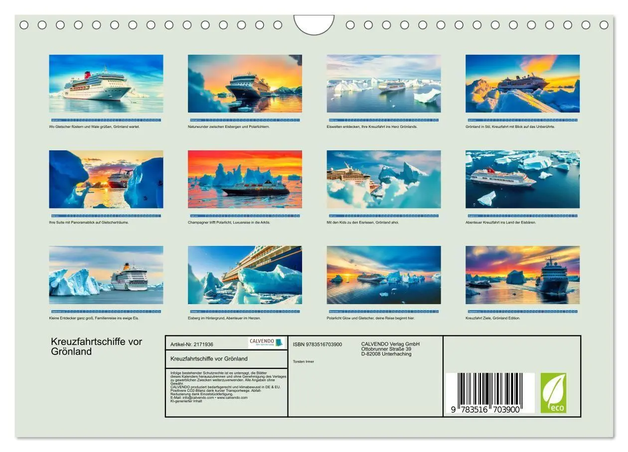 Bild: 9783516703900 | Kreuzfahrtschiffe vor Grönland (Wandkalender 2026 DIN A4 quer),...