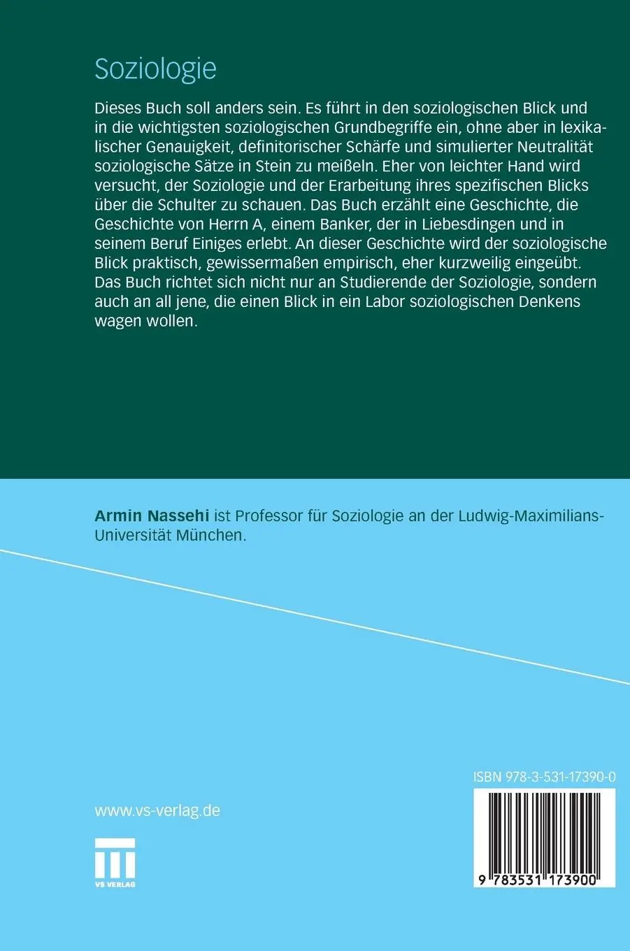 Rückseite: 9783531173900 | Soziologie | Zehn einführende Vorlesungen | Armin Nassehi | Buch