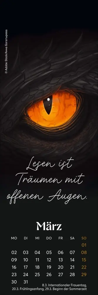 Bild: 9783756414000 | Fantasy Lesezeichen &amp; Kalender 2026 | Kalender | Geblockt | 13 S.