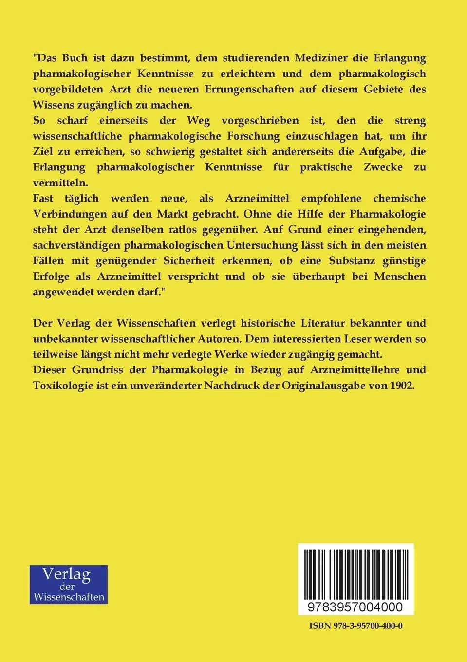Rückseite: 9783957004000 | Grundriss der Pharmakologie in Bezug auf Arzneimittellehre und...