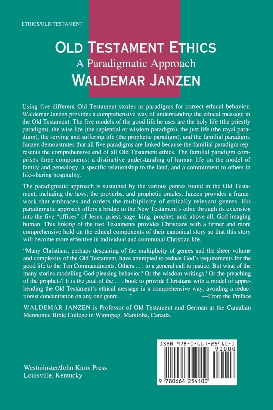 Rückseite: 9780664254100 | Old Testament Ethics | Waldemar Janzen | Taschenbuch | Englisch | 1994