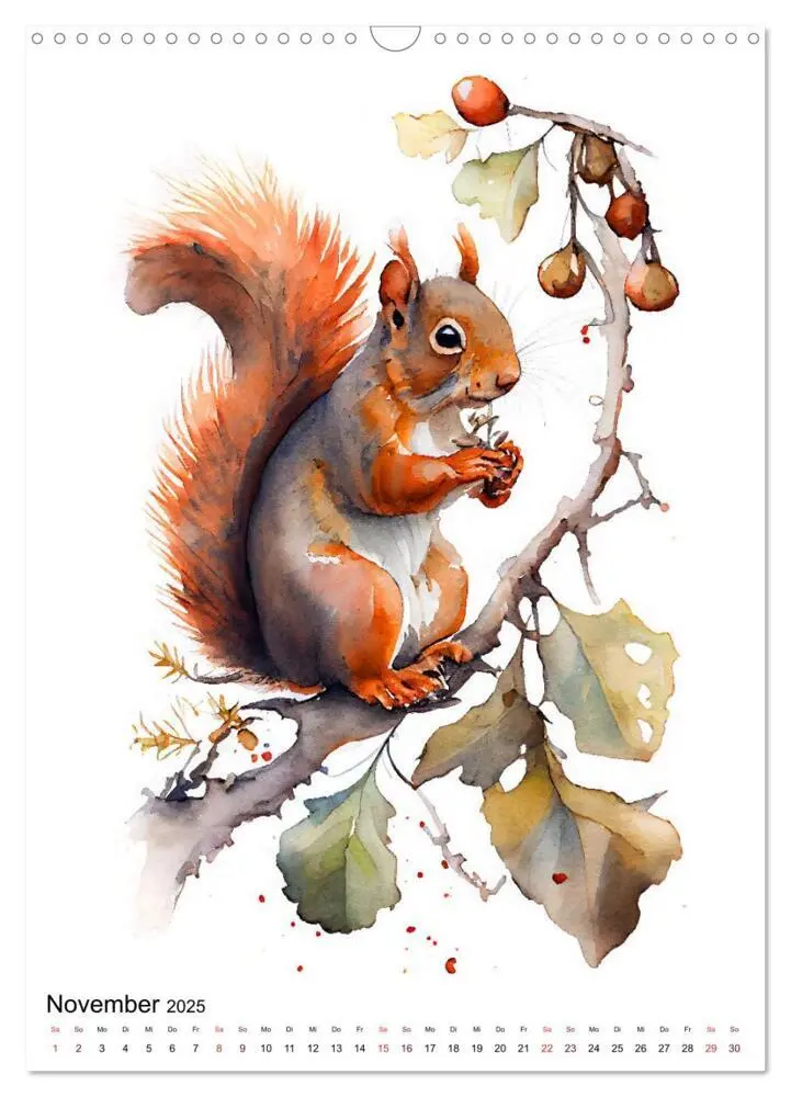 Bild: 9783435884100 | Waldtiere in Aquarell - Heimische Tierarten (Wandkalender 2025 DIN...