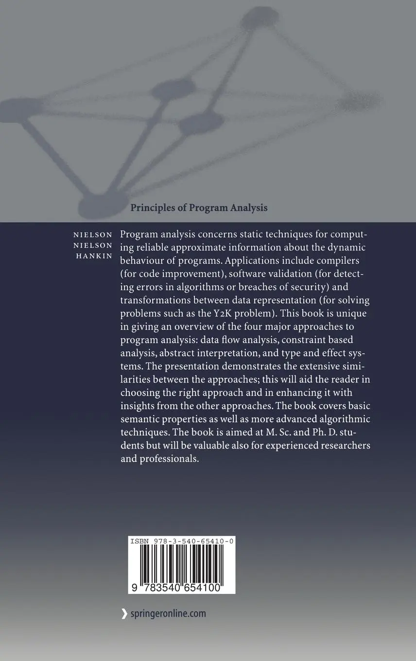 Rückseite: 9783540654100 | Principles of Program Analysis | Flemming Nielson (u. a.) | Buch | xxi