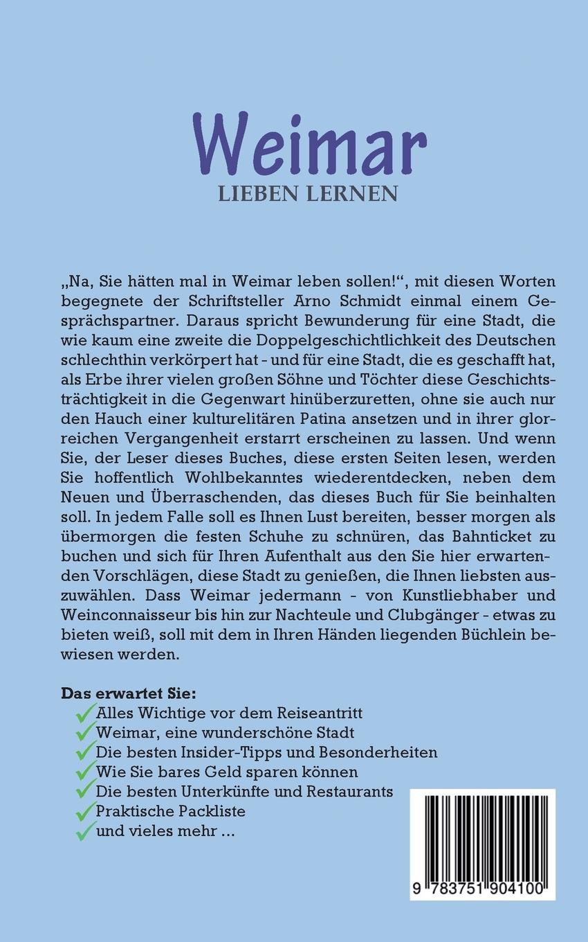 Rückseite: 9783751904100 | Weimar lieben lernen | Tatjana Berghaus | Taschenbuch | 84 S. | 2020
