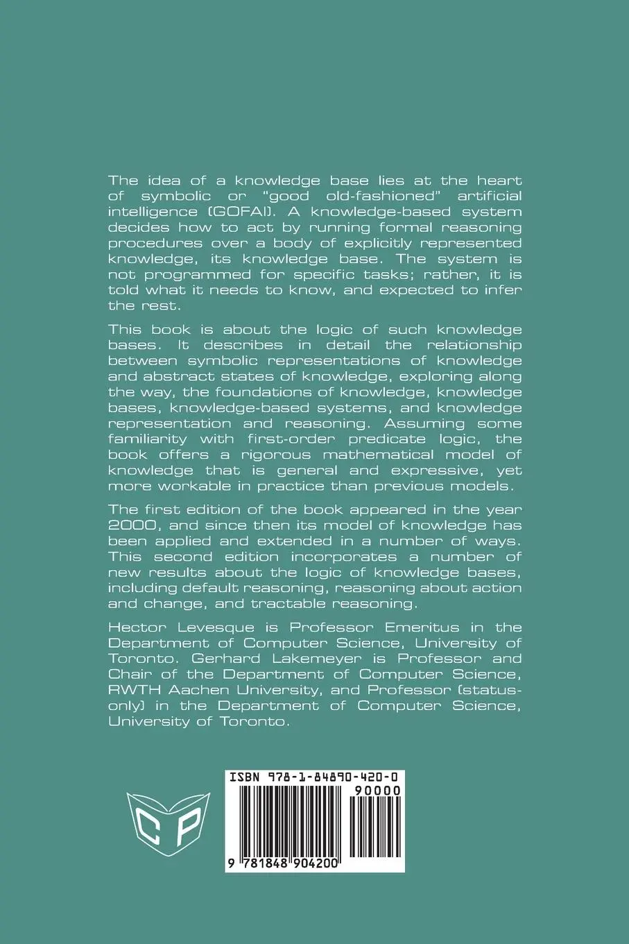 Rückseite: 9781848904200 | The Logic of Knowledge Bases | Hector Levesque (u. a.) | Taschenbuch