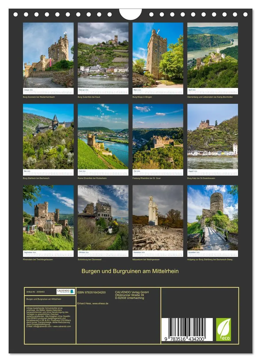 Bild: 9783516434200 | Burgen und Burgruinen am Mittelrhein (Wandkalender 2026 DIN A4...