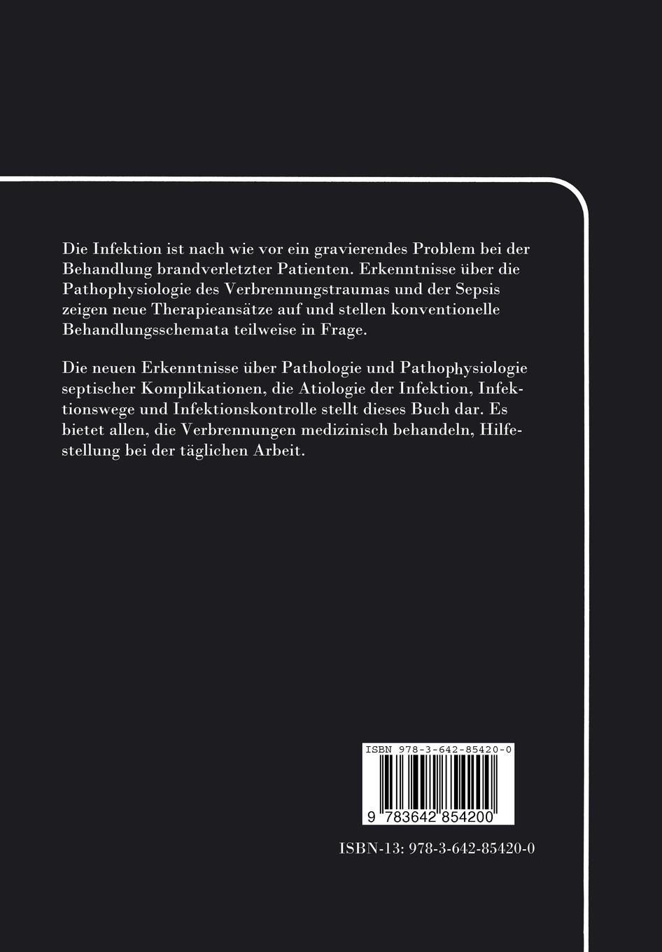 Rückseite: 9783642854200 | Die Infektion beim Brandverletzten | S. Lorenz (u. a.) | Taschenbuch