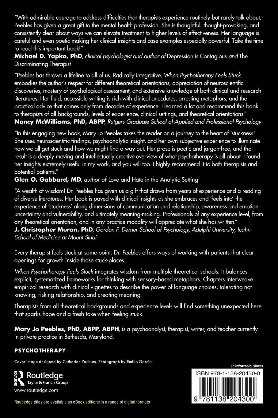 Rückseite: 9781138204300 | When Psychotherapy Feels Stuck | Mary Jo Peebles | Taschenbuch | 2021