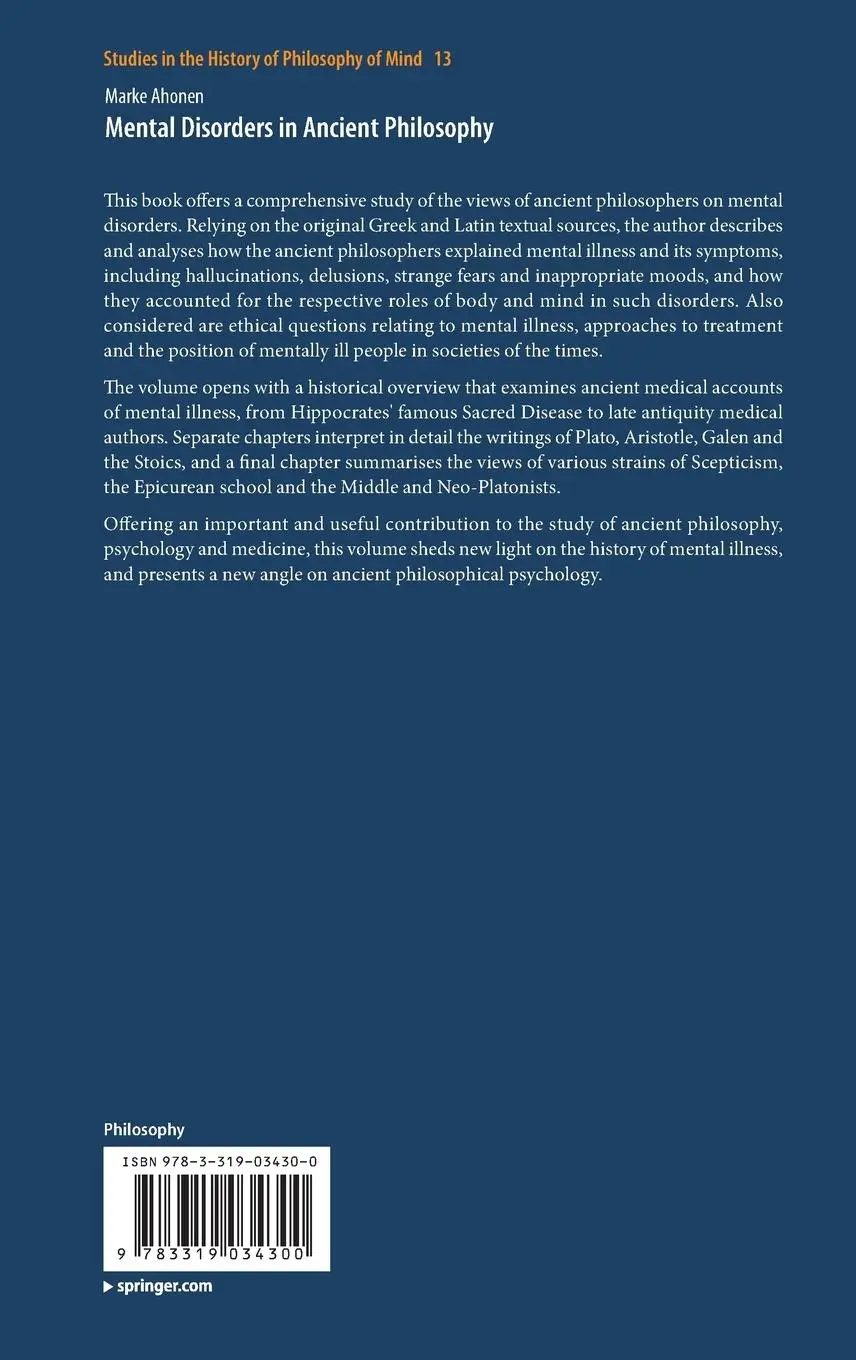 Rückseite: 9783319034300 | Mental Disorders in Ancient Philosophy | Marke Ahonen | Buch | xi