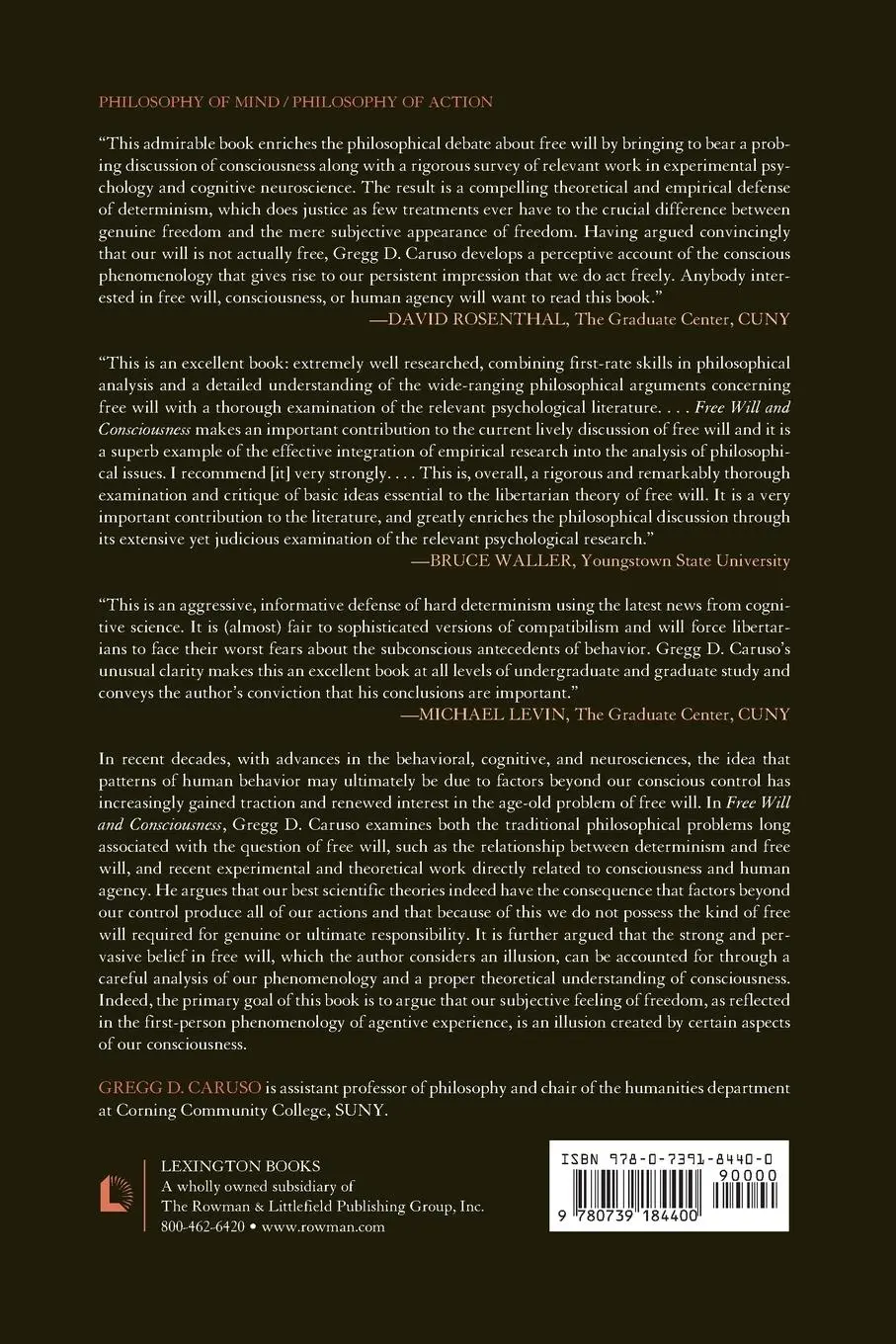 Rückseite: 9780739184400 | Free Will and Consciousness | Gregg D. Caruso | Taschenbuch | Englisch