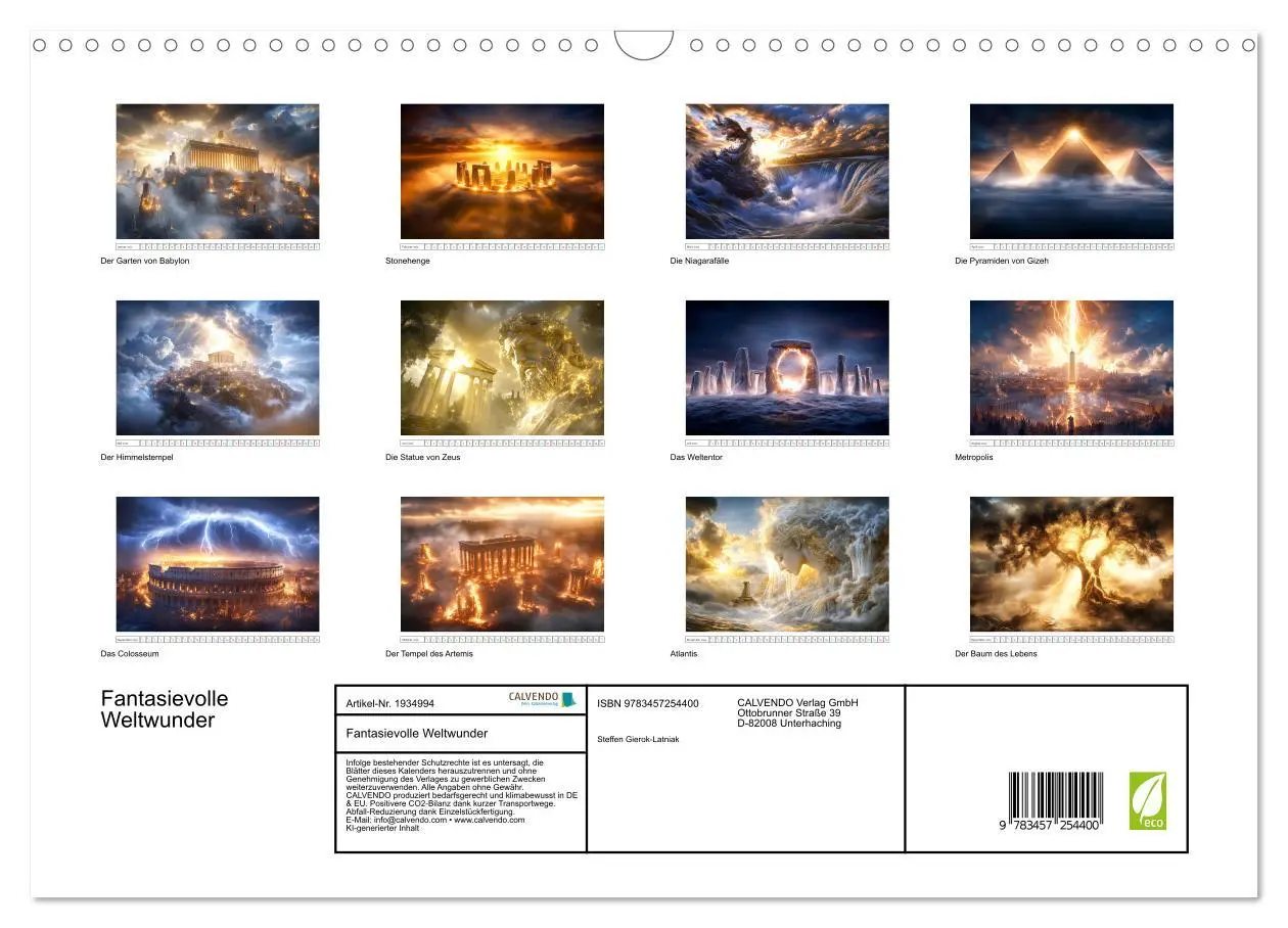 Bild: 9783457254400 | Fantasievolle Weltwunder (Wandkalender 2026 DIN A3 quer), CALVENDO...