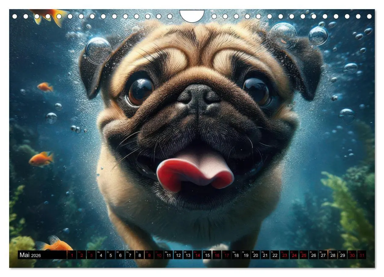 Bild: 9783457324400 | Badespaß - Hunde unter Wasser (Wandkalender 2026 DIN A4 quer),...