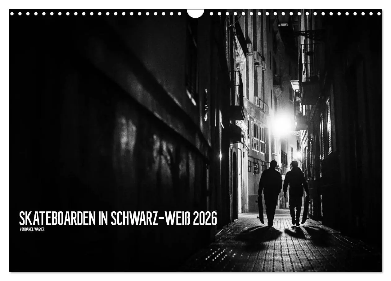 Cover: 9783516104400 | Skateboarden in Schwarz-Weiß (Wandkalender 2026 DIN A3 quer),...