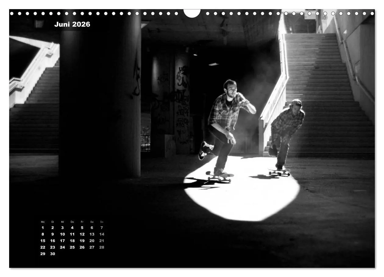 Bild: 9783516104400 | Skateboarden in Schwarz-Weiß (Wandkalender 2026 DIN A3 quer),...