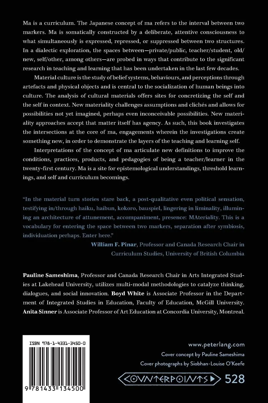 Rückseite: 9781433134500 | Ma | Materiality in Teaching and Learning | Anita Sinner (u. a.)
