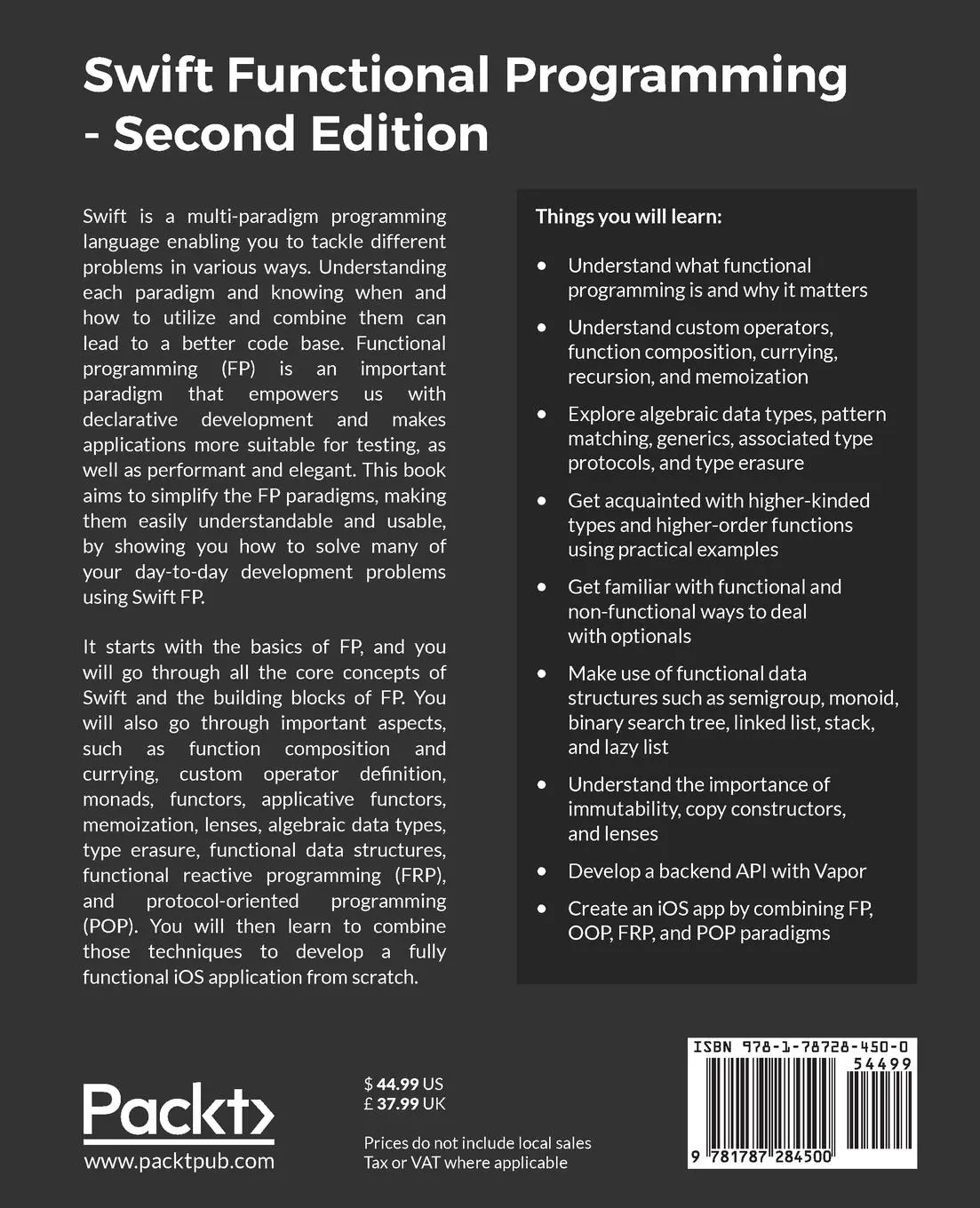 Rückseite: 9781787284500 | Swift Functional Programming | Fatih Nayebi | Taschenbuch | Englisch