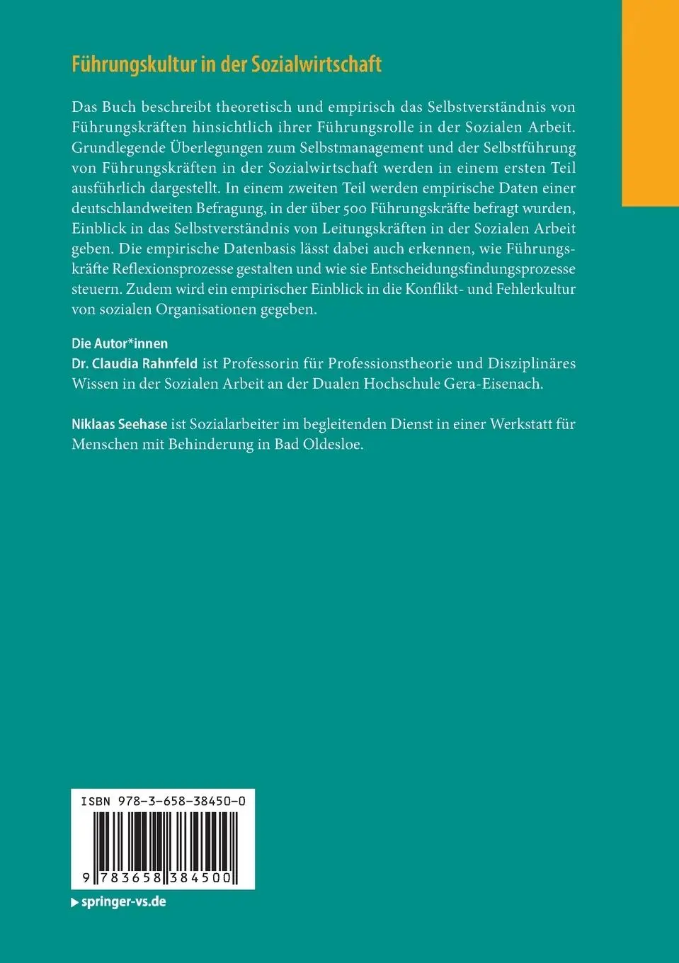 Rückseite: 9783658384500 | Führungskultur in der Sozialwirtschaft | Claudia Rahnfeld (u. a.) | ix
