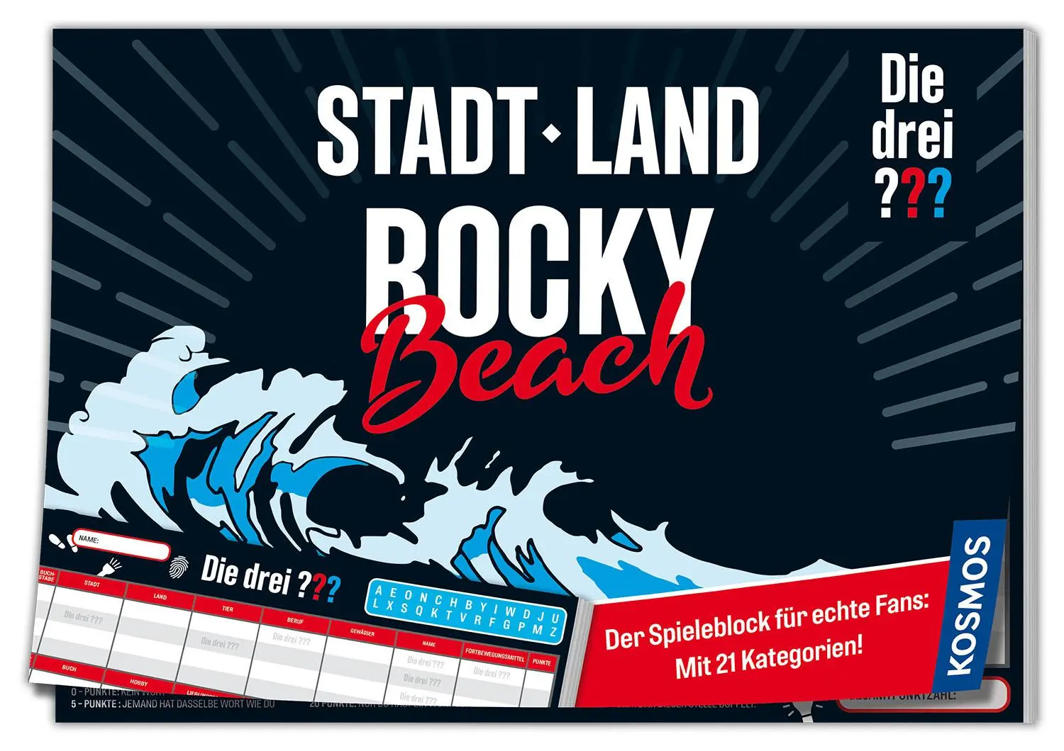 Cover: 4002051684600 | Die drei ???: Stadt - Land - Rocky Beach | Spiel | Spiel | Geblockt