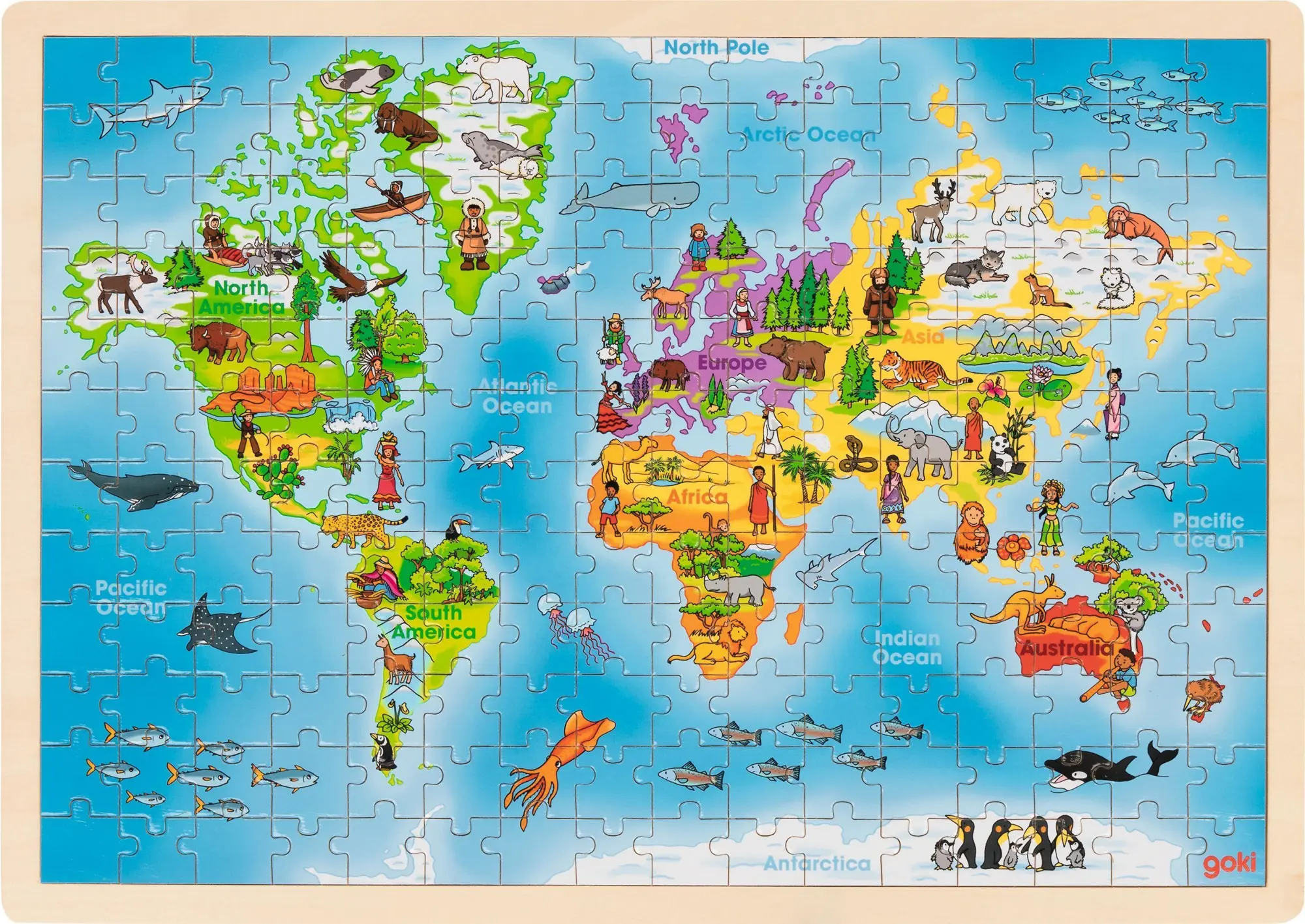 Cover: 4013594574600 | Einlegepuzzle Welt | 46,5 x 33 x 1 cm, Holz, 192 Teile, per Stück