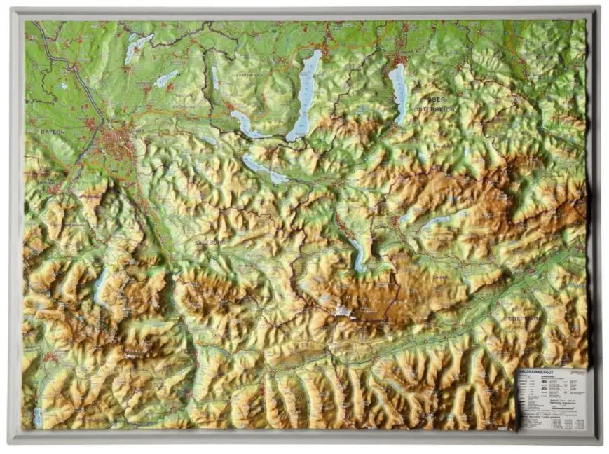 Cover: 4280000664600 | Salzkammergut, Reliefkarte, Klein | Tiefgezogenes Kunststoffrelief