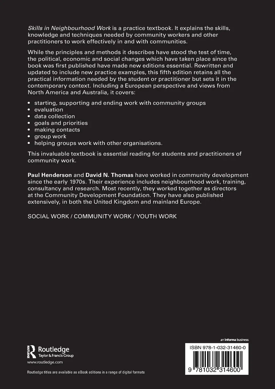 Rückseite: 9781032314600 | Skills in Neighbourhood Work | Paul Henderson (u. a.) | Taschenbuch