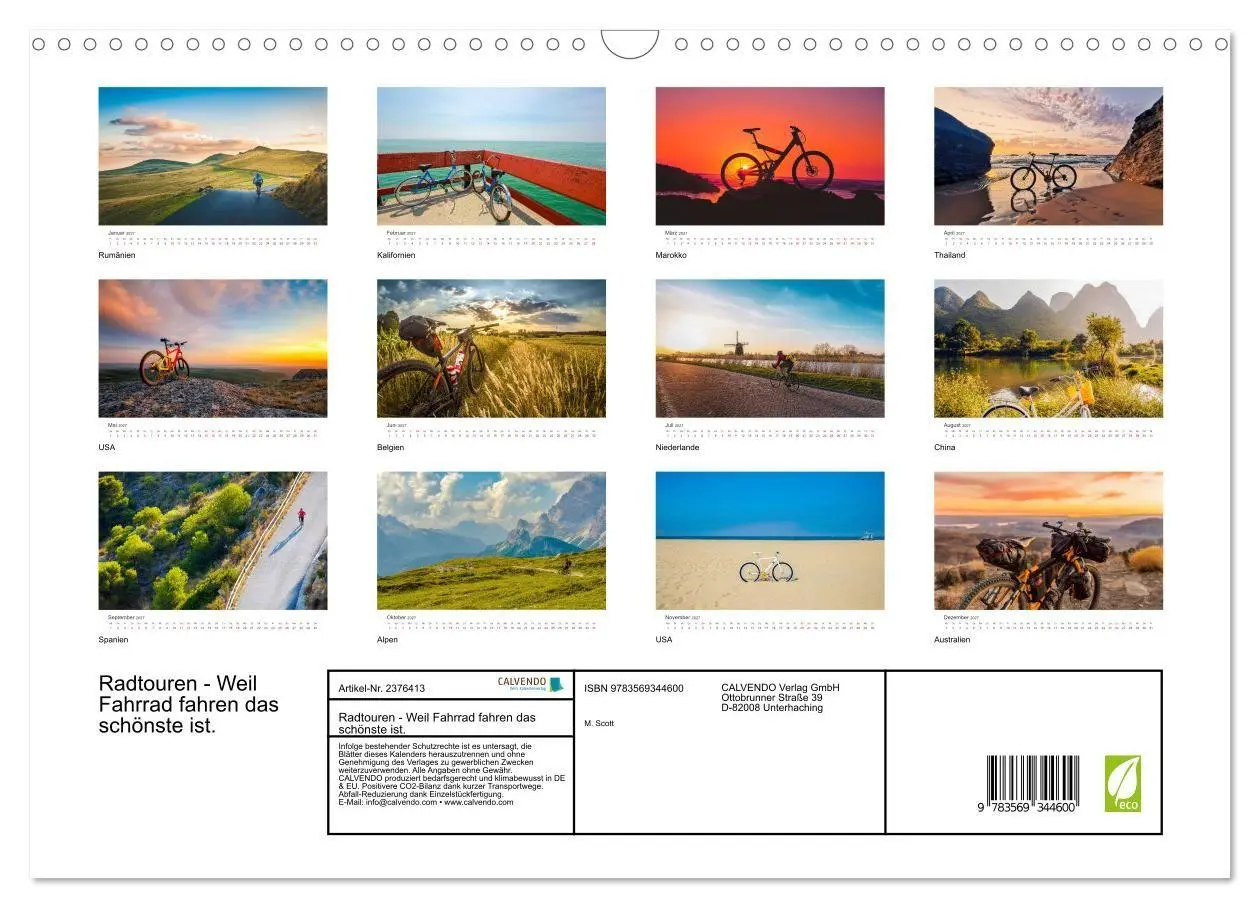 Bild: 9783569344600 | Radtouren - Weil Fahrrad fahren das schönste ist. (Wandkalender...