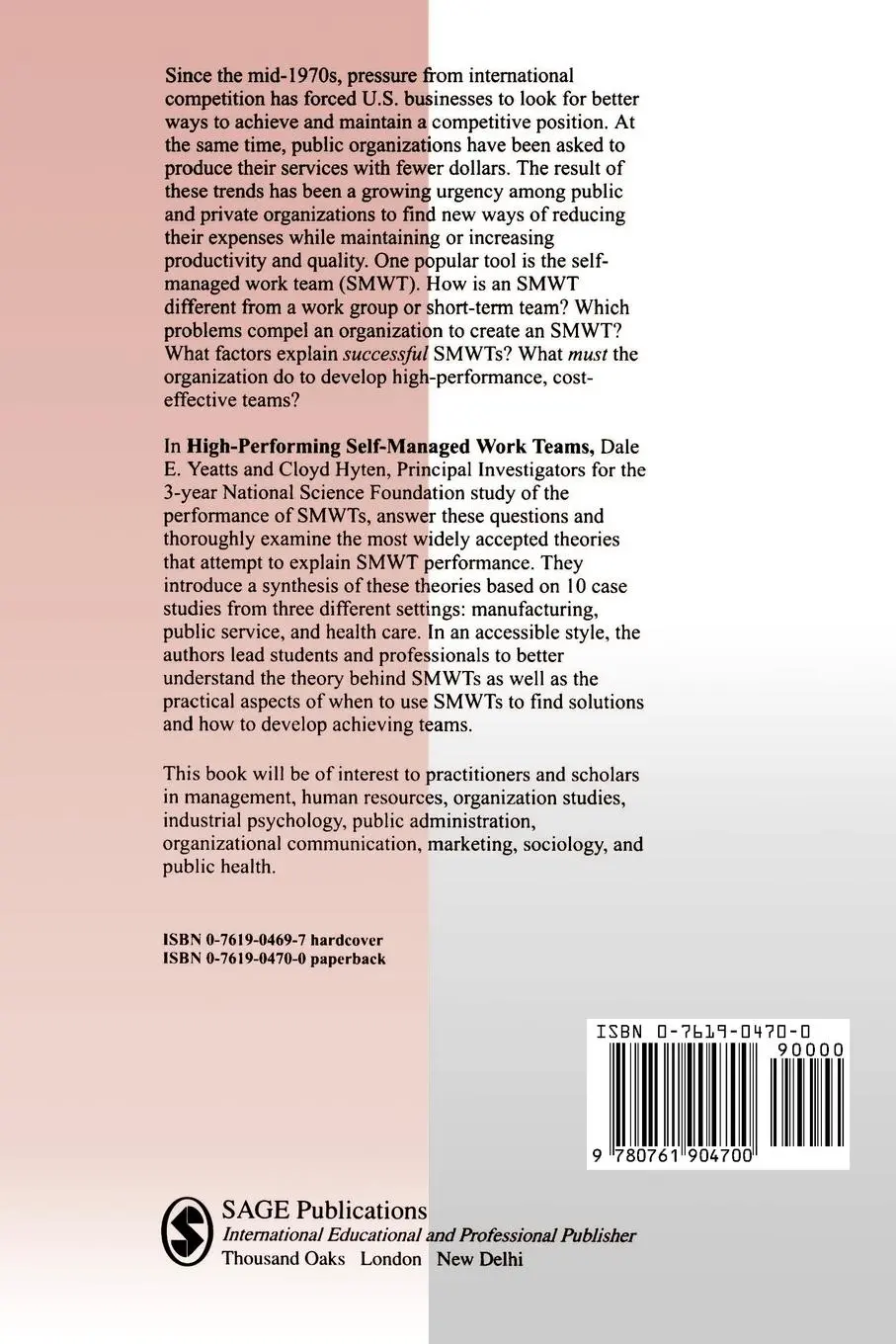 Rückseite: 9780761904700 | High-Performing Self-Managed Work Teams | Dale E. Yeatts (u. a.)