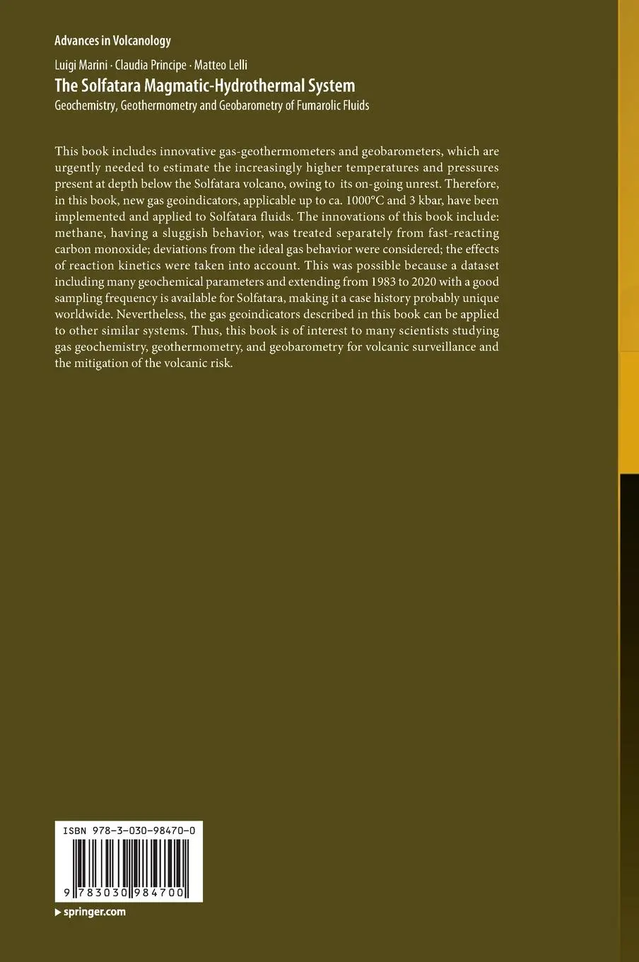 Rückseite: 9783030984700 | The Solfatara Magmatic-Hydrothermal System | Luigi Marini (u. a.)