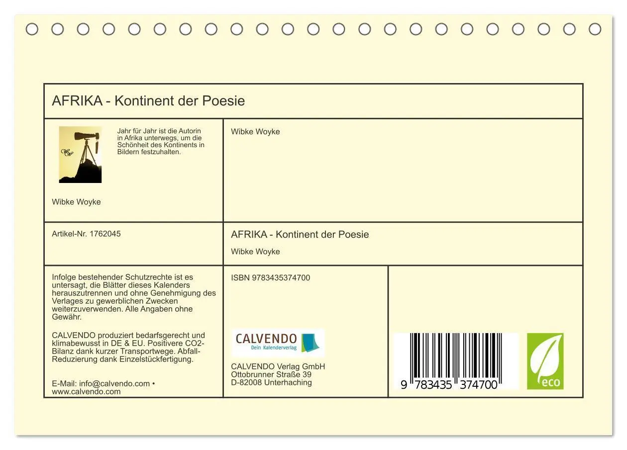 Bild: 9783435374700 | AFRIKA - Kontinent der Poesie (Tischkalender 2025 DIN A5 quer),...