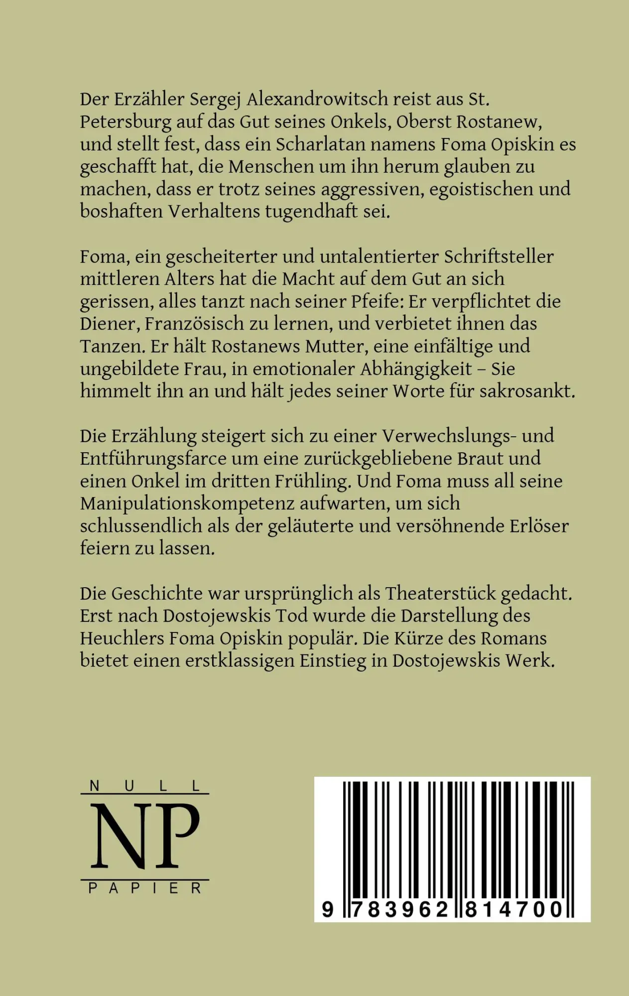 Rückseite: 9783962814700 | Das Gut Stepantschikowo und seine Bewohner | Dostojewski | Taschenbuch