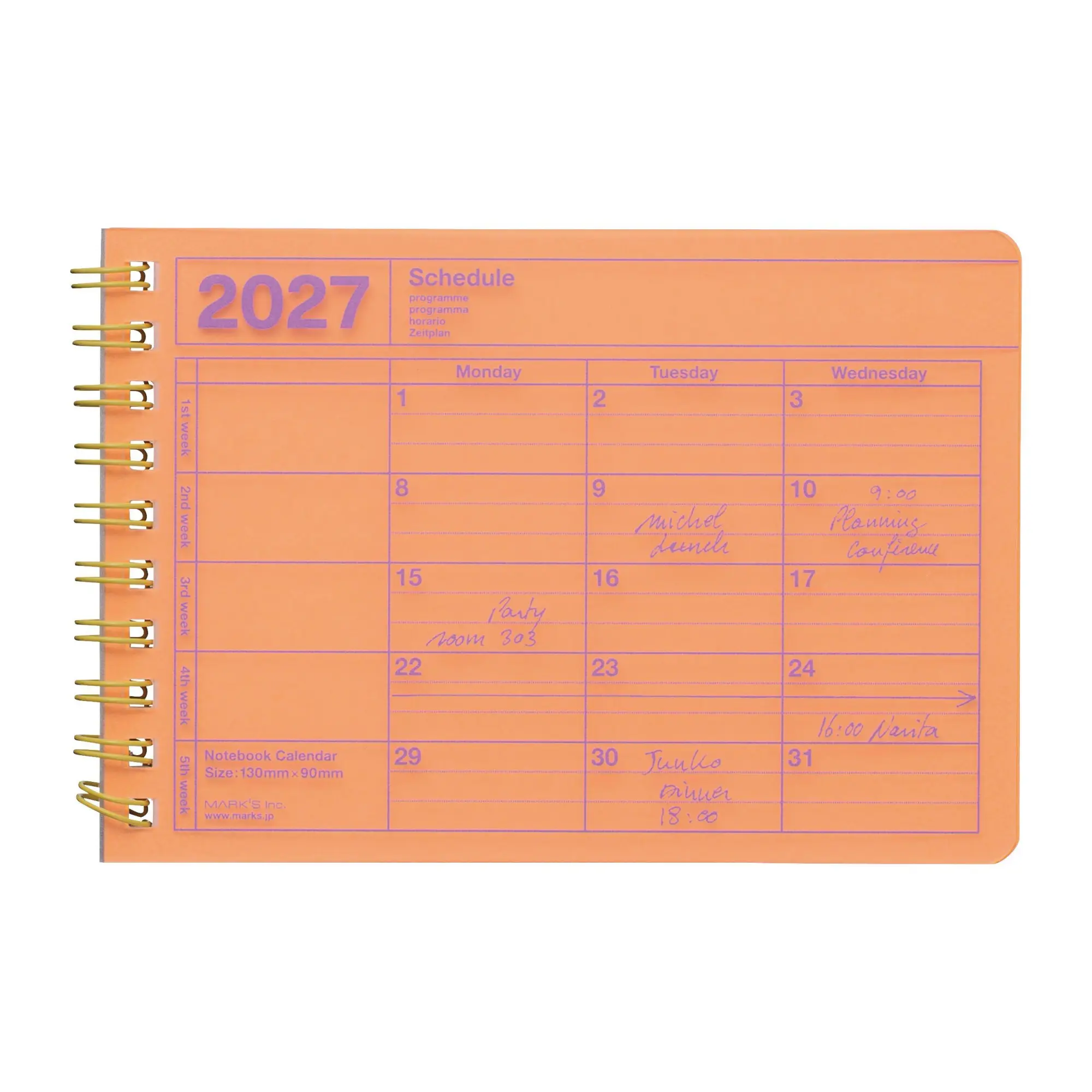 Cover: 4550045164800 | MARK'S 2027 Notebook Calendar XS // Orange | MARK'S Inc. | Kalender