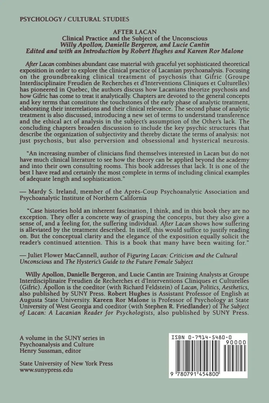 Rückseite: 9780791454800 | After Lacan | Clinical Practice and the Subject of the Unconscious