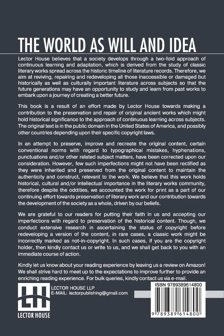 Rückseite: 9789389614800 | The World As Will And Idea (Complete) | Arthur Schopenhauer | Buch